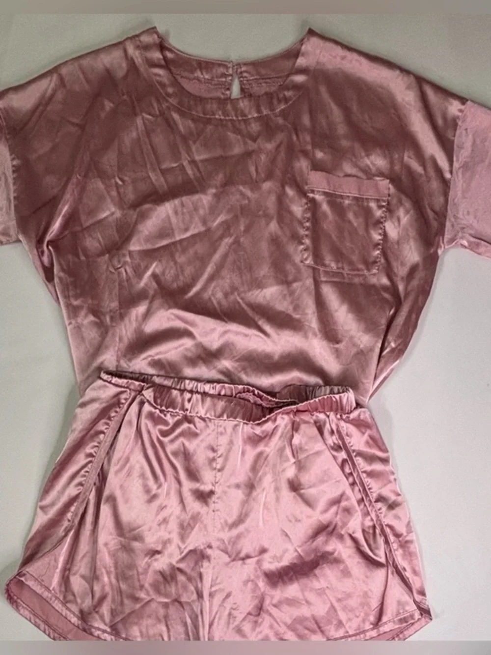 Satin Blush Pink Short Pajama Set - Women Intimates & Sleepwear Sz M
